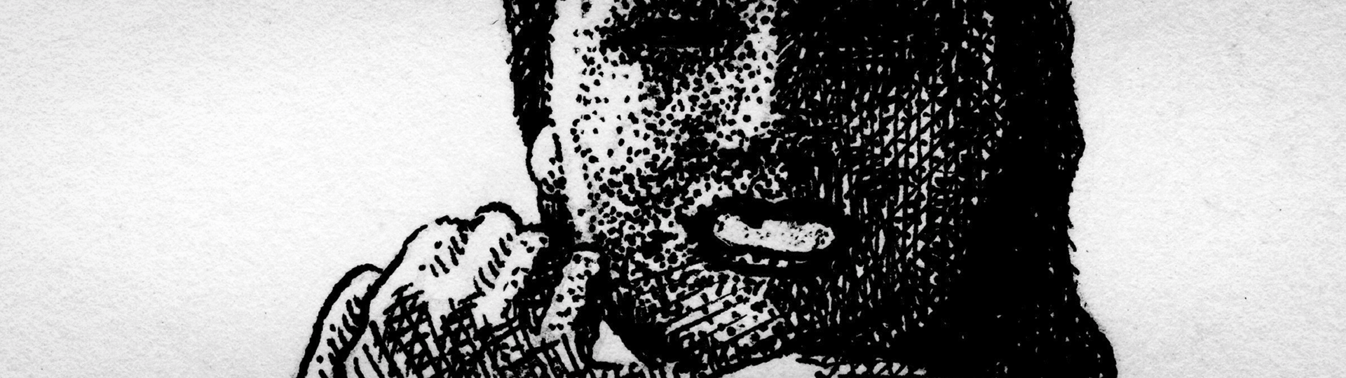 Snippet of Pen-and-Ink Sketch Showing Backlit Face of Beautiful Girl